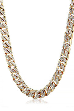 Chavin 13 mm. Kalın 60 cm. Taşlı Gold Alloy Erkek Zincir ek21sr
