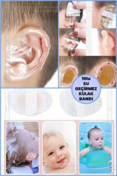 Genel Markalar 10lu Paket Su Geçirmez Yapışkanlı Kulak Koruyucu Bant Bebek Banyo Yüzme Kulak Bandı