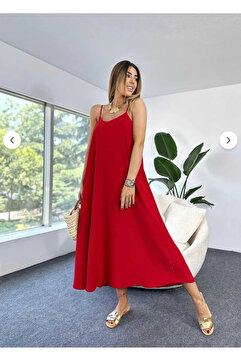 Zikuv Giyim ve Moda Tasarım Ayarlanabilir Askılı Midi Boy Full Likralı Elbise