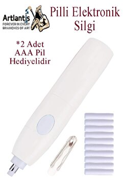 Artlantis Elektronik Silgi Pilli 1 Paket Otomatik Elektrikli Taşınabilir Kalem Silgi Kara Kalem Eskiz Çizim Gr