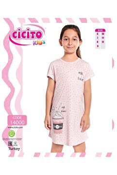 Cicito Kız Çocuk Pamuklu Viskon Kumaş Gecelik 14000-B