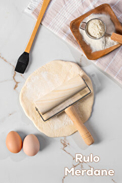 Porsima 2076 Ahşap Saplı Rulo Merdane Oklava Pürüzsüz Oklava Pizza Börek Açma Oklava