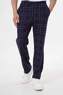 Pijamasoft Pamuklu Cepli Ekose Baskılı Beli Lastikli Şık Ve Rahat Erkek Pijama Altı
