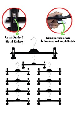 Heyya Elbise Askısı Etek Askısı Mandallı Askılık Pantolon Askısı 10’lu