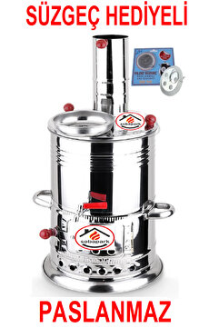 sobapark Odunlu Kömürlü Çay Semaveri Odunlu Kömürlü Semaver Tek Musluklu Semaver 3,5 Litre