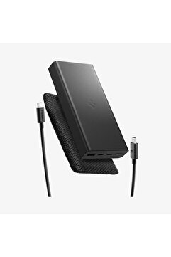 Spigen 20000 mAh Alüminyum 30W USB-C + USB-A Giriş/Çıkış Hızlı Şarj 3 Port Kablo+Çanta Powerbank - ABA09434