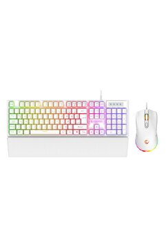 Rampage KM-RX7 FORTUNA V2 Gökkuşağı Aydınlatmalı USB BEYAZ Gaming Combo Q Gaming Klavye + 12800 dpi