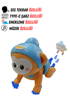 Boratila Toys Emeklemeye Yardımcı Typ c şarjlı , Ses Tekrar Özellikli Müzikli ,Emekleyen Kuala Oyuncak