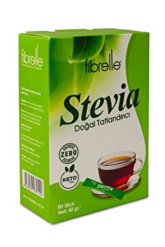 Fibrelle Stevia Stick Toz Tatlandırıcı 80 Adet - Porsiyonluk Peket Kalorisiz Şeker Alternatifi