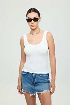 SHEISMONO Ultra Soft Oval Yaka Kolsuz Bluz Ekru