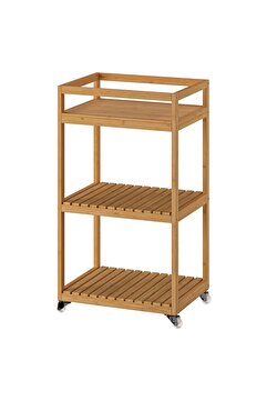 IKEA Bambu Servis Arabası 42x33x76 cm Banyo Düzenleyici-Raf Ünitesi Tekerlekli