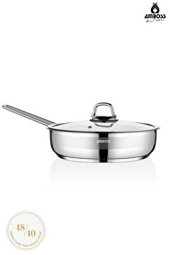 Amboss Saphire Paslanmaz Çelik 26 cm Cam Kapaklı Çelik Tava