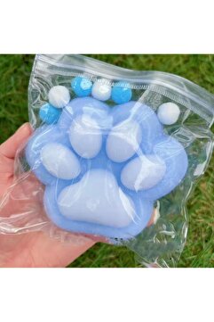 QUEVİLİY 10 CM Kedi Patisi-taba Sukuşi - Squishy Pati- Tüylü Pati - Stres Oyuncak (mavi)