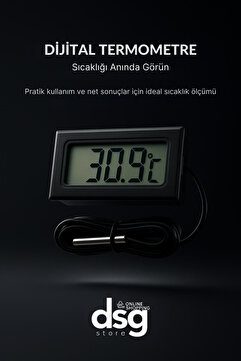 online shopping dsg store Mini LCD Dijital Termometre Akvaryum, Buzdolabı, Otomobil, Sera Problu Termometre