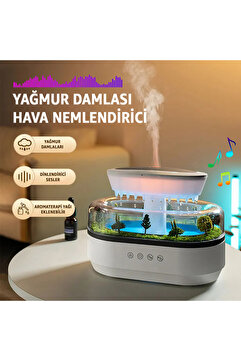 ROBEVE Yağmur Damlası Hava Nemlendirici - Aromaterapi Difüzör - 7 Renk RGB - Dinlendirici Sesler