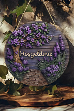 kutuTR Hoş Geldiniz MDF Kapı Süsü | 3D Görünümlü Askılı, Silinebilir, UV Baskılı Dekoratif 20 CM KS014