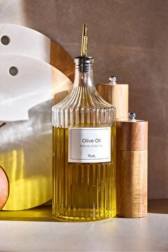 Perotti Viking 1000 ml Cam Şişe ve Yağlık Gold Kapaklı Çift Kapaklı