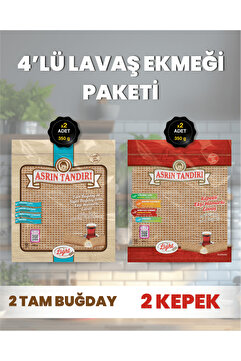 Asrın Tandırı 4'LÜ LAVAŞ PAKETİ (2 Paket Ekşi Hamurlu Kepekli+2 Paket Ekşi Hamurlu Tam Buğday) 4X330Gr.