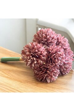 Lilac Home Yapay Çiçek Top Krizantem 7’li Kar Topu Demeti 30 Cm Şeker Pembe