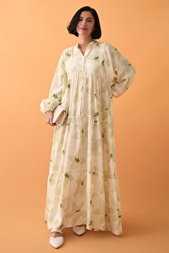 InStyle Kardelen Çiçeği Mint Yeşili Mango Elbise