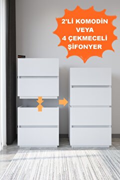 Aeka Ae-2034 Galata 4 Çekmeceli Patentli Beyaz Şifonyer Yatak Odası Bebek Odası Komodin