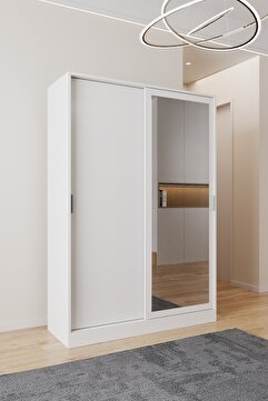 Aeka AE-3071 Patentli İdeal Aynalı Beyaz Vestiyer Portmanto Ayakkabılık Raflı Askılıklı