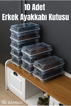 akel home 10’lu Şeffaf Erkek Ayakkabı Saklama/Düzenleme Kutusu