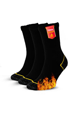 SONNORS 3 Çift Termal Havlu Outdoor Kamp Pamuklu Nefes Alabilen Kadın Erkek Kışlık Kalın Siyah Çorap