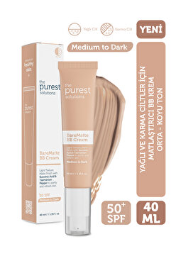 The Purest Solutions Yağlı ve Karma Ciltler İçin Matlaştırıcı BB Krem, SPF 50 + 40 ml – Orta/Koyu Ton