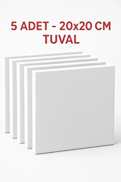 arzuönler 20x20 cm 5 Adet Astarlı Tuval Seti - Pamuklu Akrilik ve Yağlı Boya Resim Tuvali -Çocuk Hobi Etkinlik