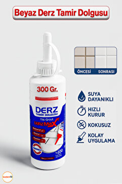 Badem10 300 Gram Beyaz Derz Dolgu Fayans Seramik Mermer Yer Duvar Cam Mozaik Arası Tamir Derz Yenileme Dolgu