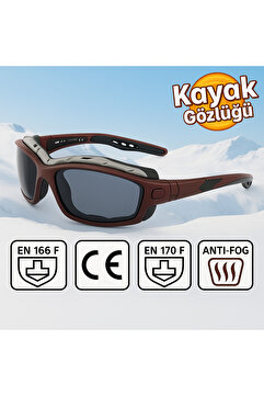 Angel Eyes Kayak Gözlüğü Antifog Ventilli Uv Korumalı Güneş Kar Gözlük Siyah-Füme Snowboard Sporu