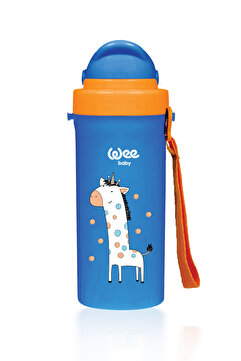 Wee Baby Desenli Pipetli Bardak Akıtmaz Bebek Bardağı Suluk 300 Ml 6+ Ay Mavi