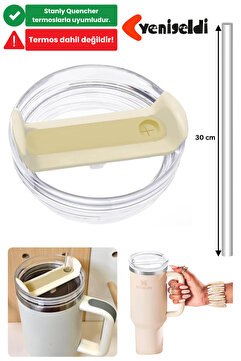 Yenigeldi 1 Adet 40 Oz Tumbler Kapak Stnly Quencher Uyumlu Şeffaf Beyaz Sızdırmaz Yedek Kapak Ve Tritan Pipet