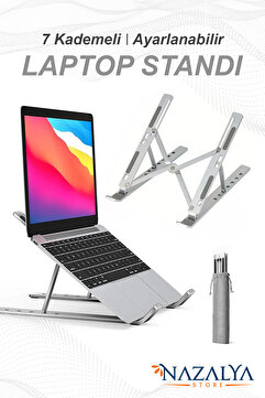Nazalya Metal 7 Kademeli Ayarlanabilir Laptop Bilgisayar Standı - Macbook Notebook Tablet Uyumlu