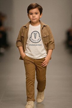 Esterella Keten karışımlı Gömlek T-shirt pantolon Takım/ keten gömlek T-shirt /3'lü takım