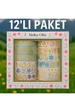 hediyeofisi Hediye Ofisi 12’li Çiçek Desenli Washi Bant Seti – Bullet Journal & Scrapbook için Renkli Bantlar