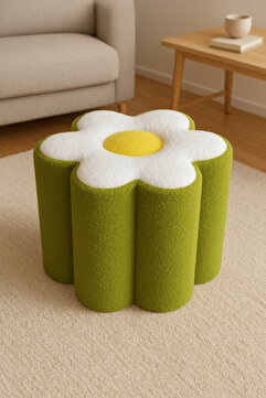 S Home Design Concept Daisy Papatya Teddy Peluş Puf