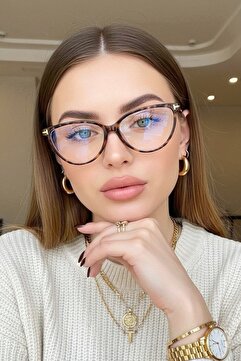 REN EYEWEAR Frida Leopar Cat Eye Çerçeve Popüler Şeffaf Ekran Gözlüğü