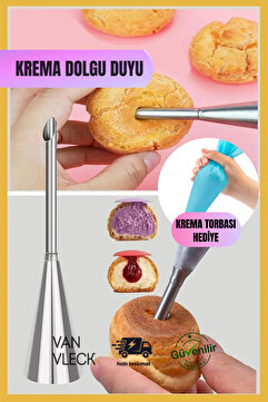VAN VLECK Paslanmaz Çelik Dolgu Duyu–Puf Başlığı, Krema Torbası Şanti Dolum Ucu, Pasta & Tatlı Süsleme Aparatı
