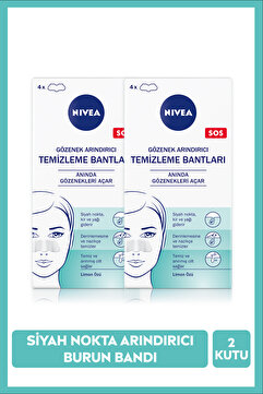 NIVEA Siyah Nokta Temizleyici Burun T-Bant, Gözenek Arındırıcı, Derinlemesine Temizlik, Limon Özü, X2Adet