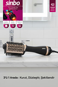 Sinbo SHD-1731 - 3 in 1 Saç Şekillendirici ve Hava Üflemeli Saç Düzleştirici Fön Tarağı