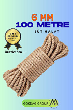 GÖKDAĞ GROUP 6 MM 100 Metre Jüt Halat Dekoratif Hasır İp