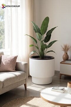 KıtayGroup Vega Model Büyük Dekoratif Modern Saksı Ve Vazo 30 Lt ( 36.6 Cm X 36.6 Cm ) Iç Hazneli