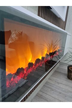 ŞÖMİNE EVİ Dekoratif Şömine 3 Renk Efekti Bluetooht Uzaktan Kumanda Ateş Çıtırtısı 90x30x14 "SADECE ŞÖMİNEDİR"