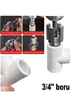 Depolife PPRC Pvc Boru Diş açma Aparatı Tamir Onarım Montaj için 3/4" Matkap Adaptörlü Tesisatcı Rayba Klavuz
