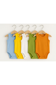 EFU BABY 5'li %100 Pamuklu Unisex Penye Bebek Çıtçıtlı Body Zıbın