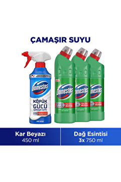 Domestos Yoğun Kıvamlı Çamaşır Suyu Dağ Esintisi 750 ml x3 + Köpük Gücü Köpük Çamaşır Suyu