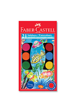 Faber Castell Büyük Boy Suluboya, 21 Renk, Canlı Renkler, Kolay Karışabilen Set, Yoğun Pigmentli, Ergonomik