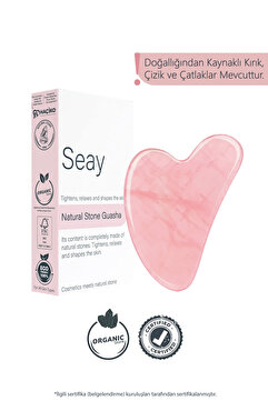 Seay Pembe Kuvars Taşı Gua Sha Yüz Masaj Aleti Değerli Doğal Taş Sertifikalı